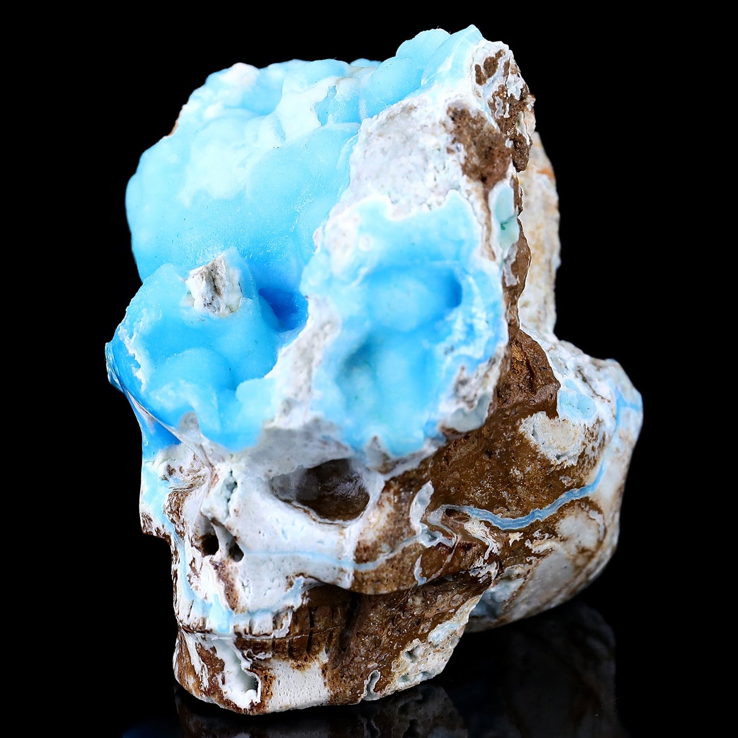 Nicedony 2.9" Blue Aragonite Hand Carved Skull Sculpture - View 7
