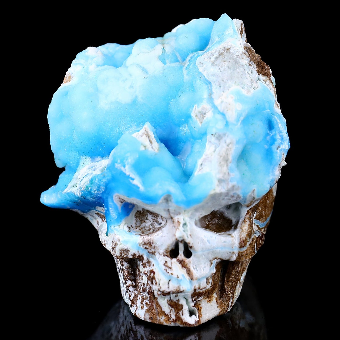 Nicedony 2.9" Blue Aragonite Hand Carved Skull Sculpture - View 2