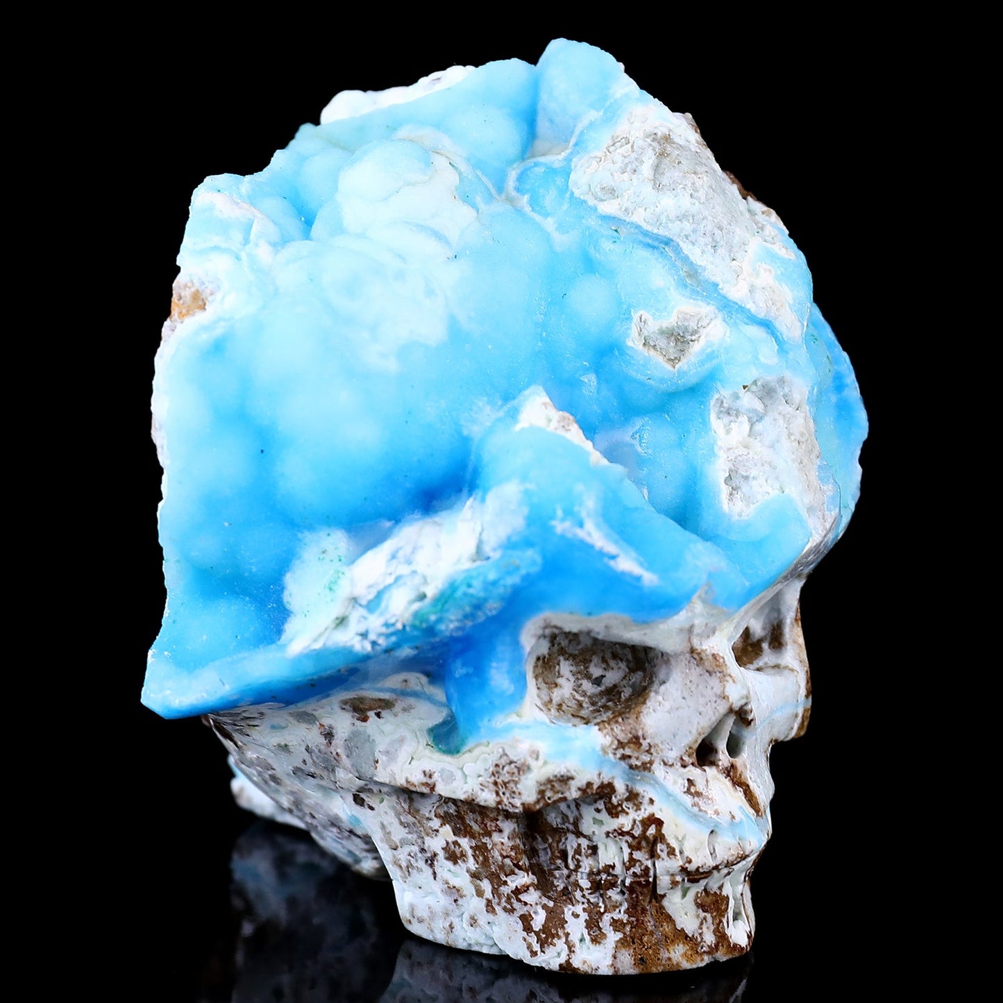 Nicedony 2.9" Blue Aragonite Hand Carved Skull Sculpture