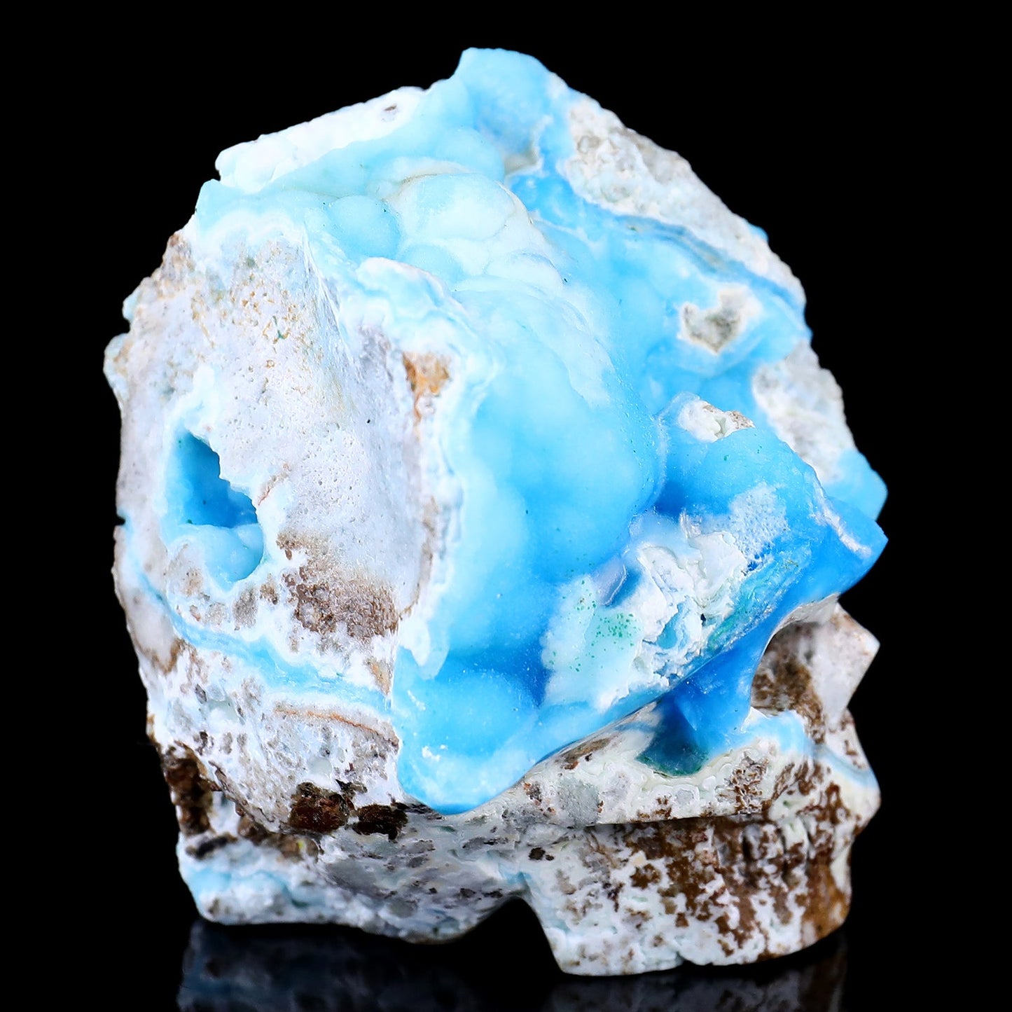 Nicedony 2.9" Blue Aragonite Hand Carved Skull Sculpture - View 3