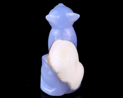 Nicedony 2.9" Blue Chalcedony Hand Carved Crystal Cat Sculpture - View 5