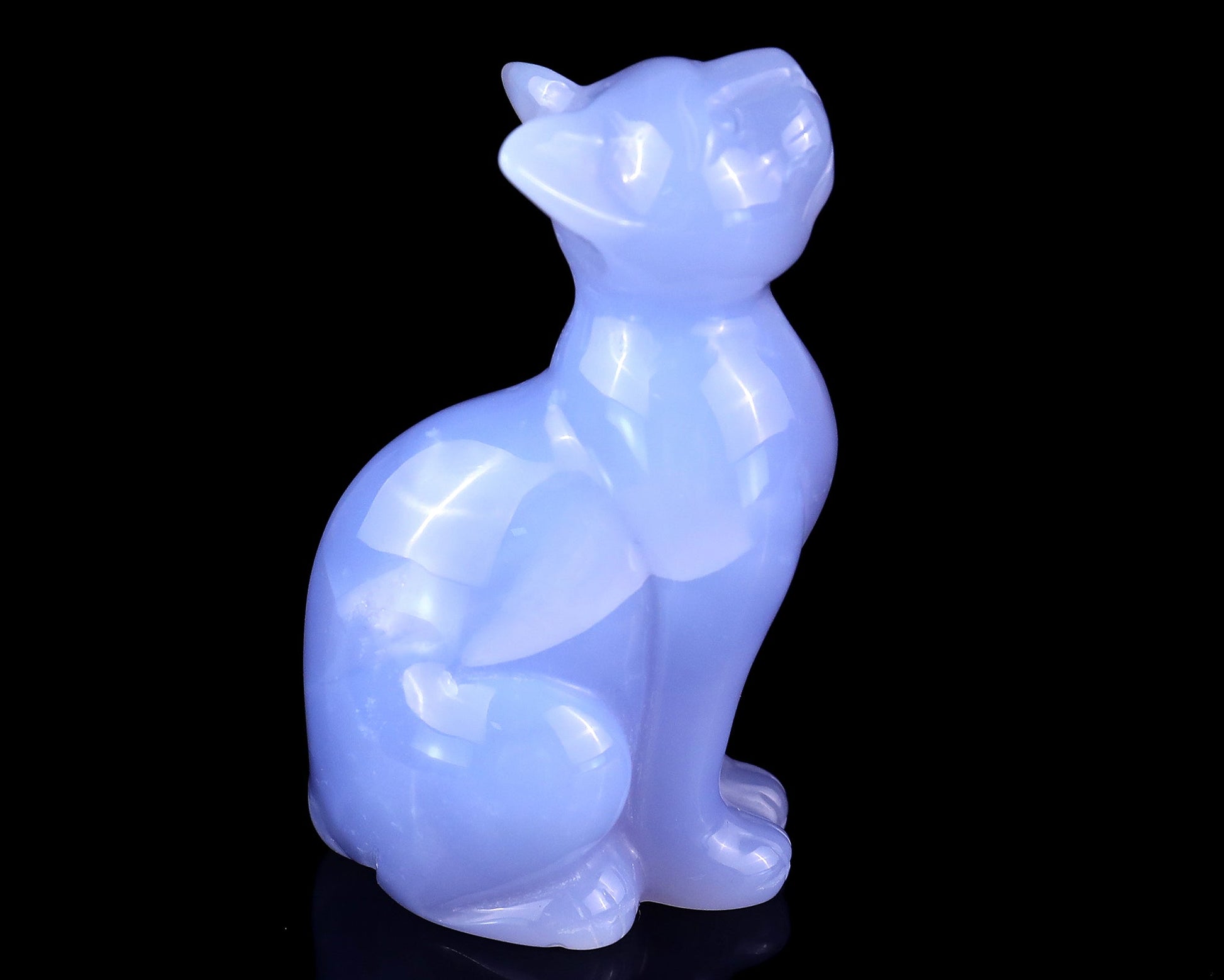 Nicedony 2.9" Blue Chalcedony Hand Carved Crystal Cat Sculpture - View 13