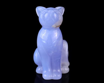 Nicedony 2.9" Blue Chalcedony Hand Carved Crystal Cat Sculpture - View 12