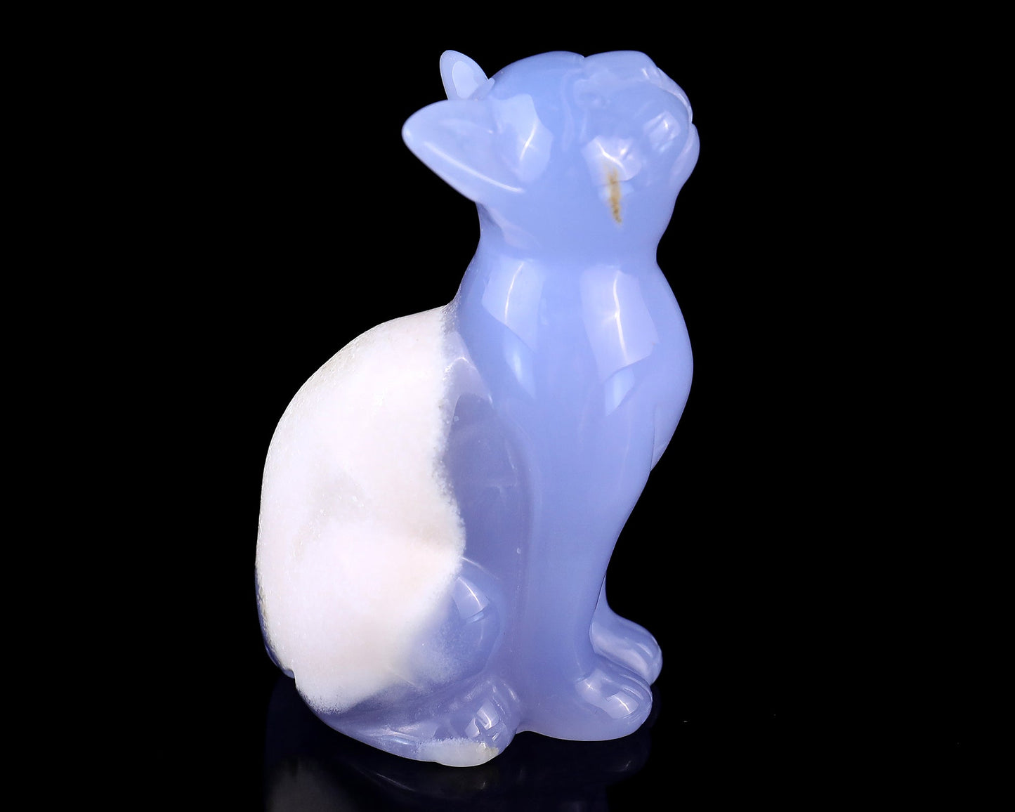 Nicedony 2.9" Blue Chalcedony Hand Carved Crystal Cat Sculpture - View 3