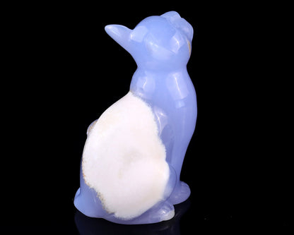 Nicedony 2.9" Blue Chalcedony Hand Carved Crystal Cat Sculpture - View 4
