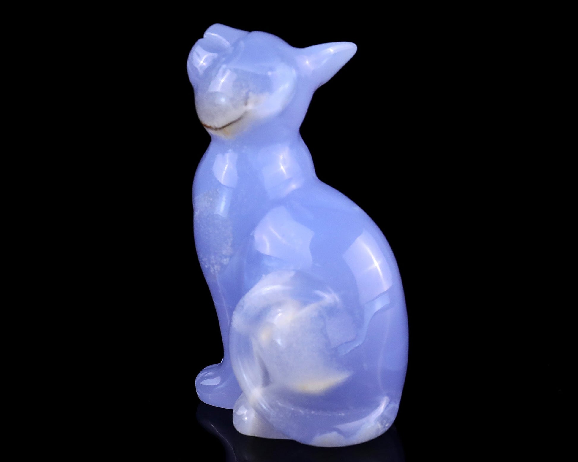 Nicedony 2.9" Blue Chalcedony Hand Carved Crystal Cat Sculpture - View 16