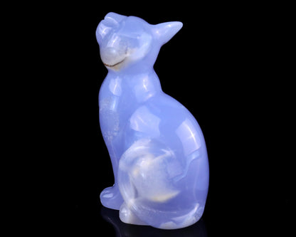 Nicedony 2.9" Blue Chalcedony Hand Carved Crystal Cat Sculpture - View 16
