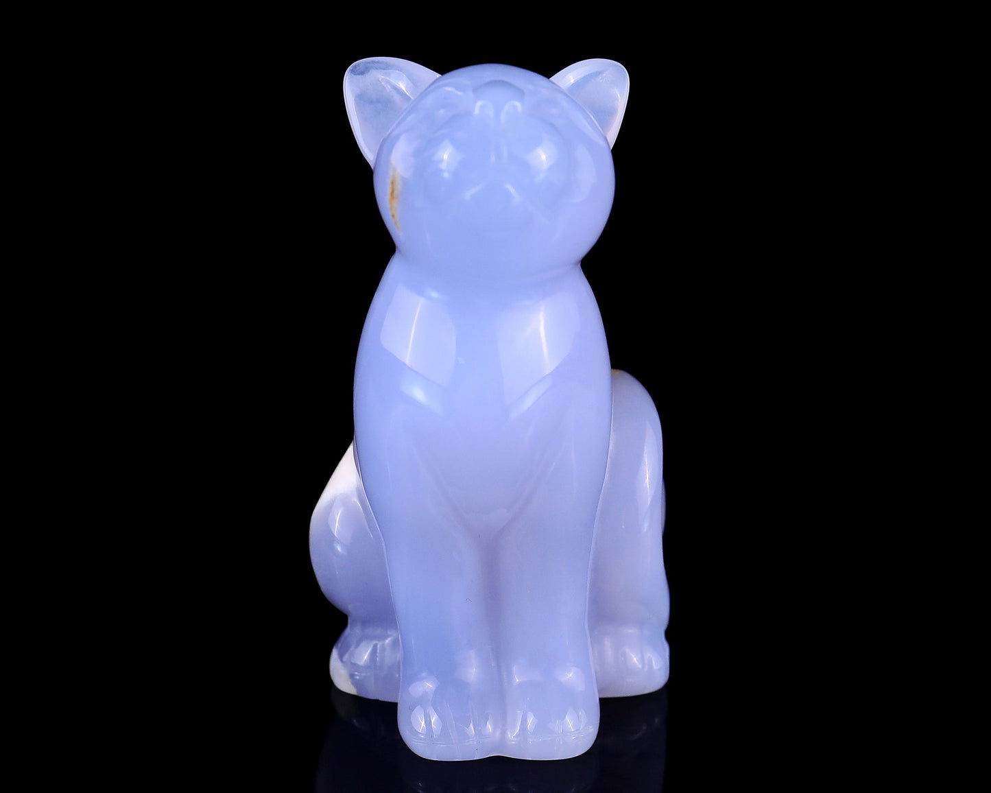 Nicedony 2.9" Blue Chalcedony Hand Carved Crystal Cat Sculpture - #4100114