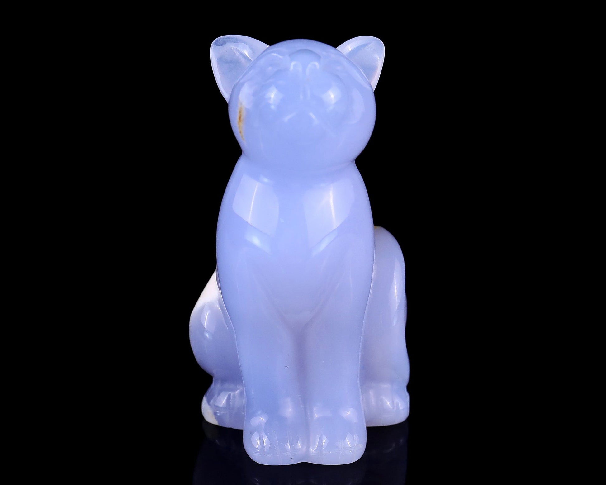 Nicedony 2.9" Blue Chalcedony Hand Carved Crystal Cat Sculpture - #4100114