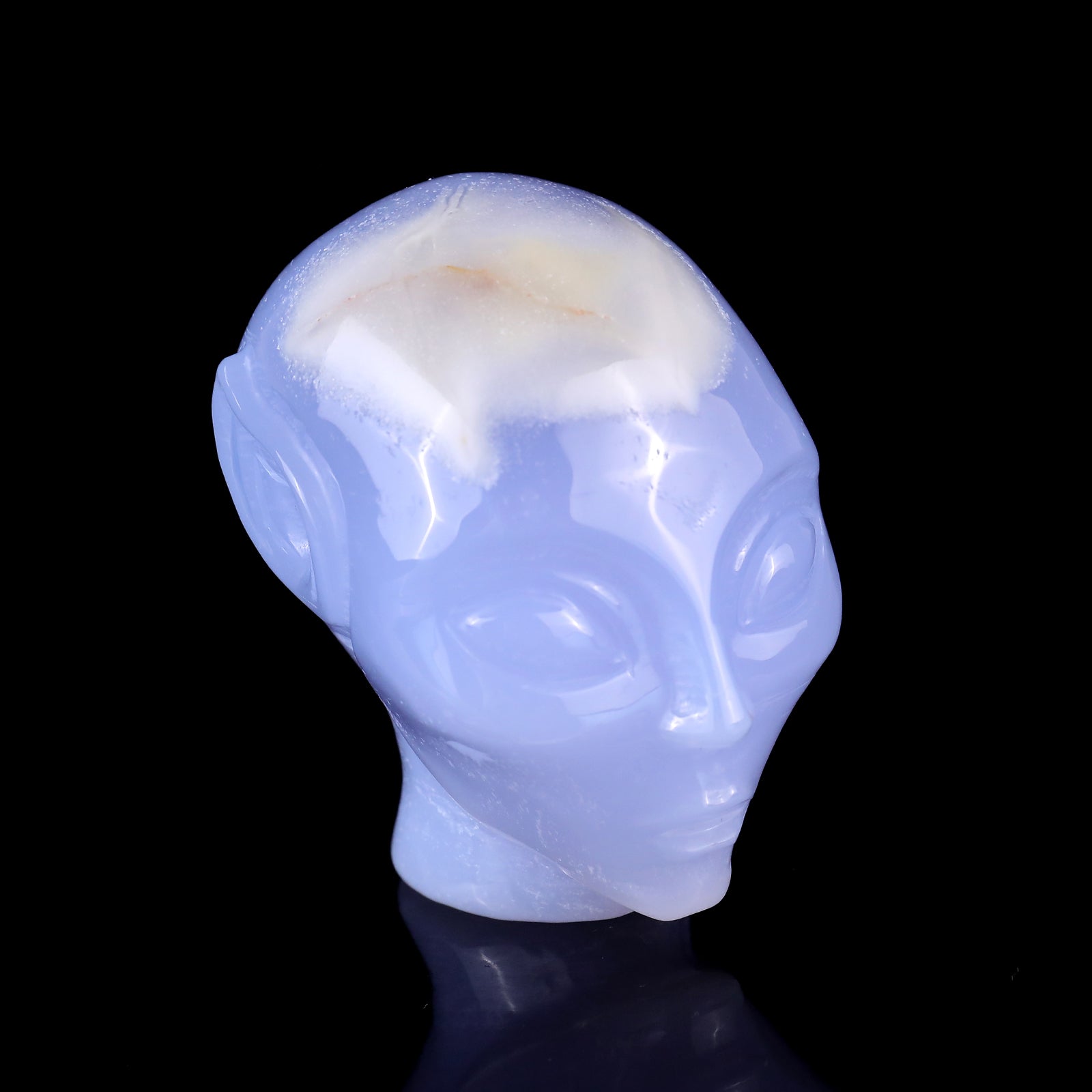 Nicedony 2.9" Blue Chalcedony Hand Carved Crystal Elf Alien Sculpture - View 8