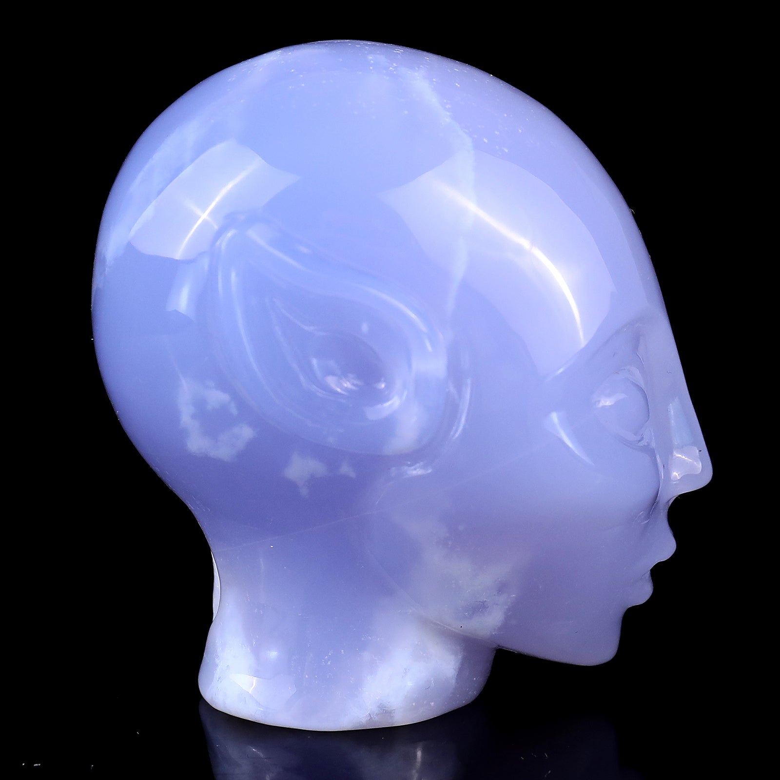 Nicedony 2.9" Blue Chalcedony Hand Carved Crystal Elf Alien Sculpture - View 3
