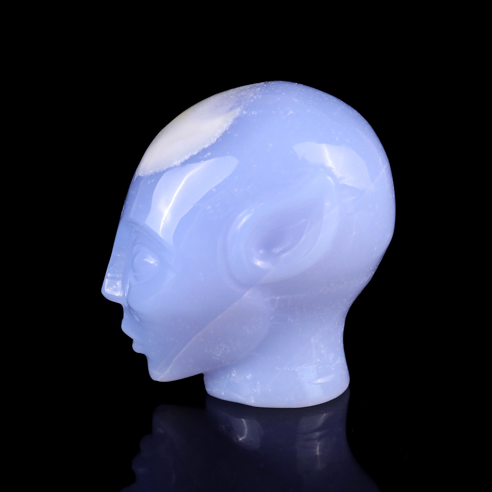 Nicedony 2.9" Blue Chalcedony Hand Carved Crystal Elf Alien Sculpture - View 11