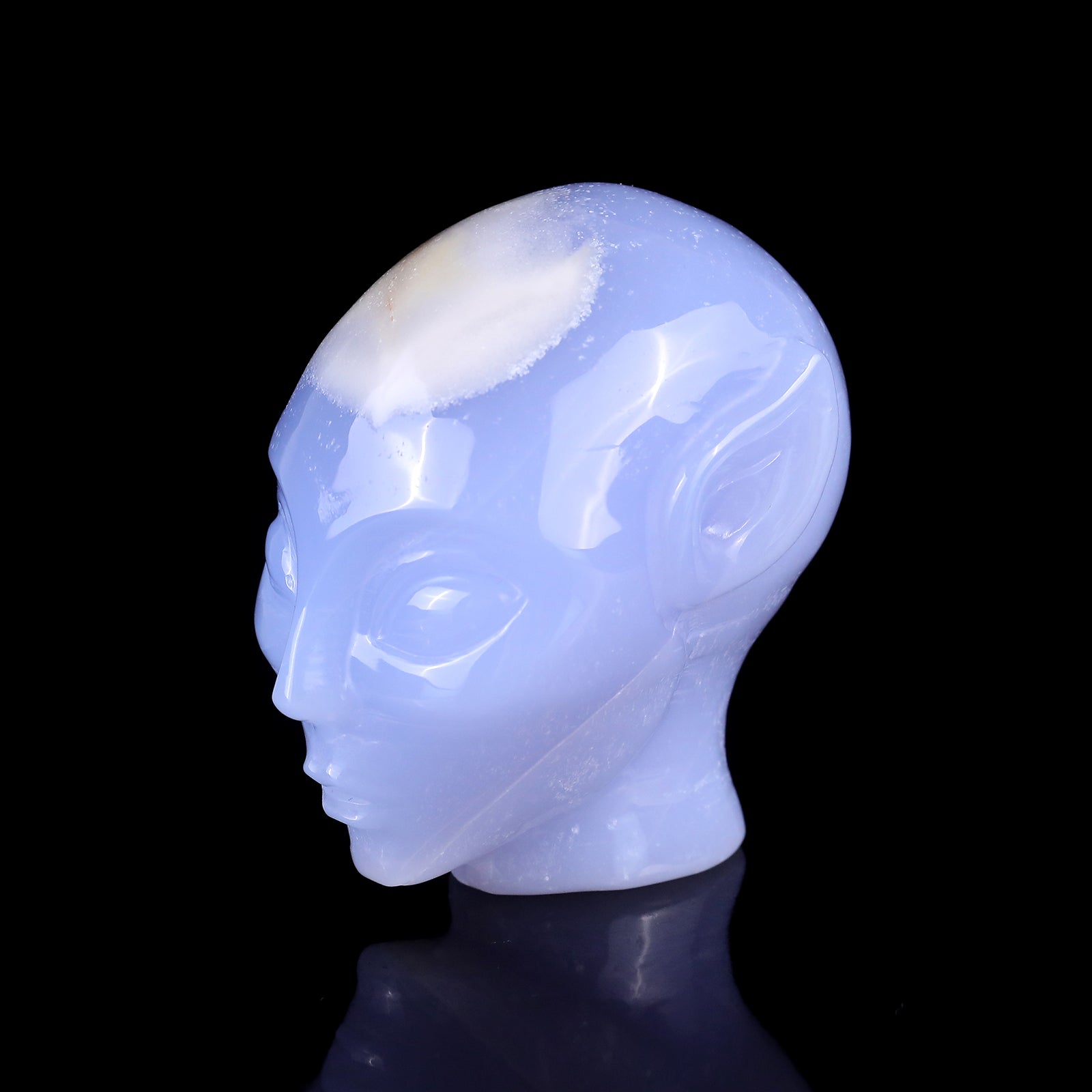 Nicedony 2.9" Blue Chalcedony Hand Carved Crystal Elf Alien Sculpture - View 14