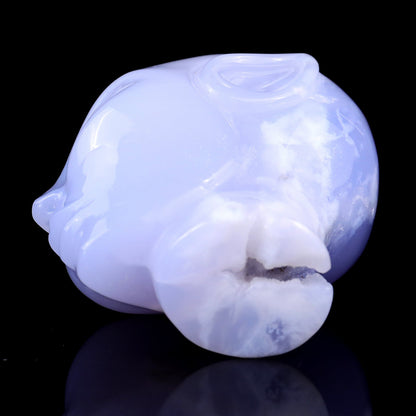 Nicedony 2.9" Blue Chalcedony Hand Carved Crystal Elf Alien Sculpture - View 6