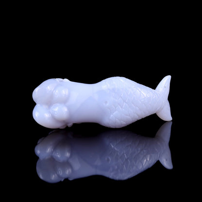 Nicedony 2.9" Blue Chalcedony Hand Carved Crystal Mermaid Sculpture - View 5