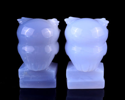 Nicedony 2.9" Blue Chalcedony Hand Carved Crystal Owl Sculpture - View 5