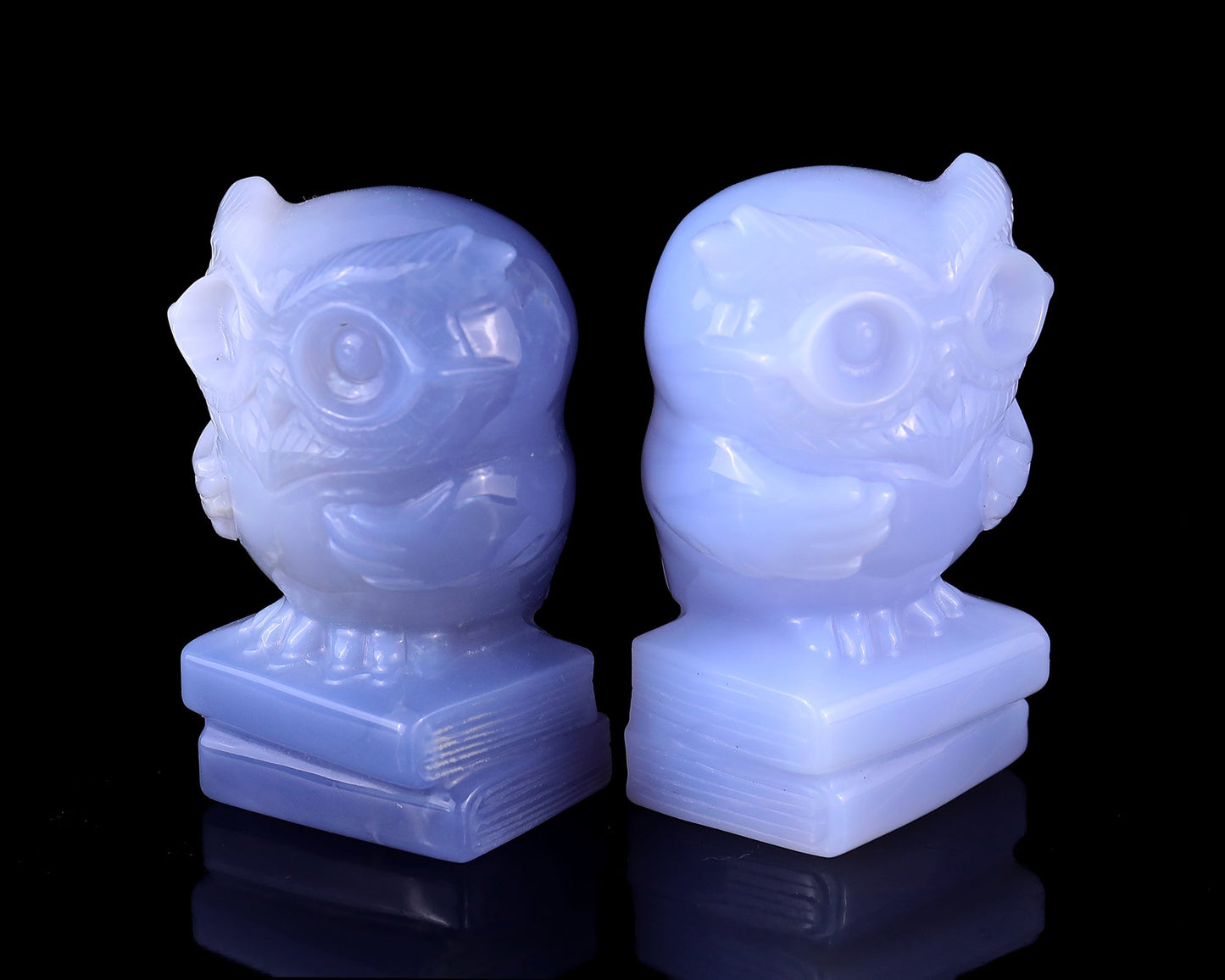 Nicedony 2.9" Blue Chalcedony Hand Carved Crystal Owl Sculpture - View 3