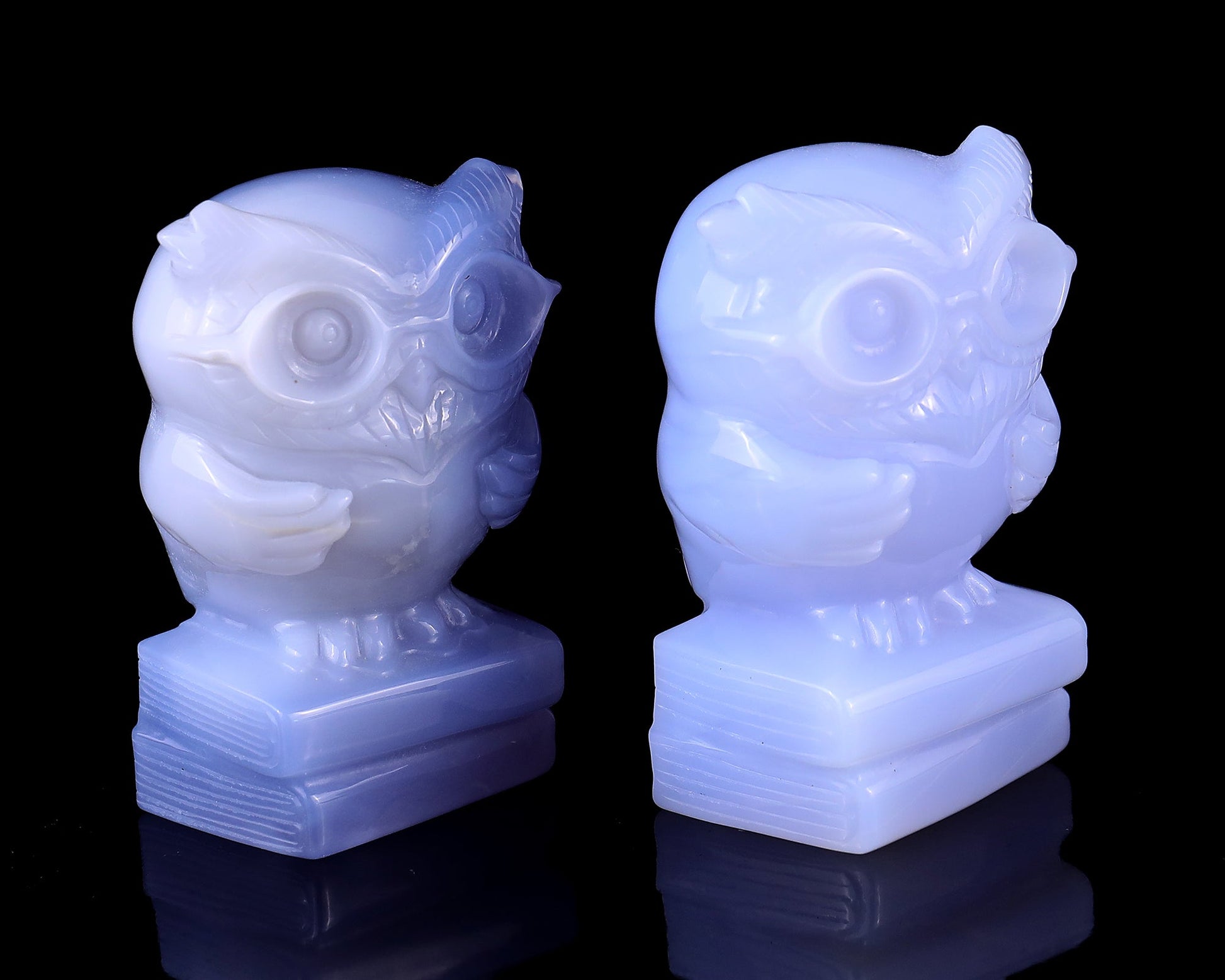 Nicedony 2.9" Blue Chalcedony Hand Carved Crystal Owl Sculpture - View 7