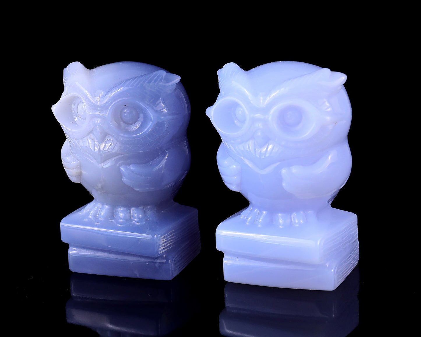 Nicedony 2.9" Blue Chalcedony Hand Carved Crystal Owl Sculpture - View 9