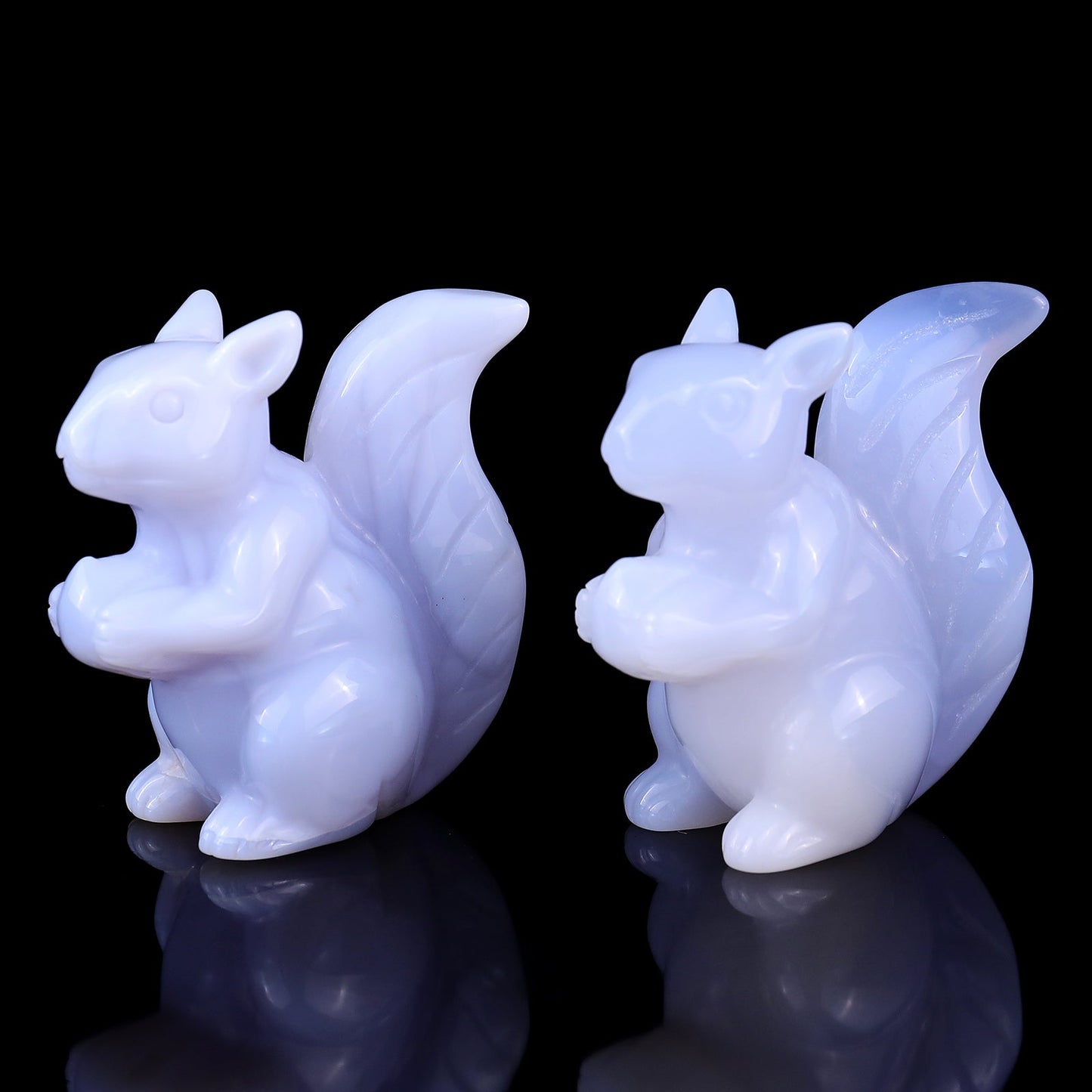Nicedony 2.9" Blue Chalcedony Hand Carved Crystal Squirrel Sculpture - View 4