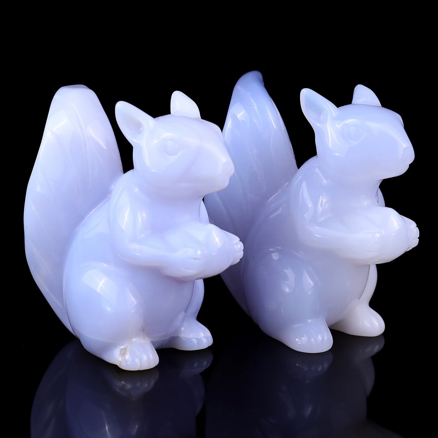 Nicedony 2.9" Blue Chalcedony Hand Carved Crystal Squirrel Sculpture - View 3