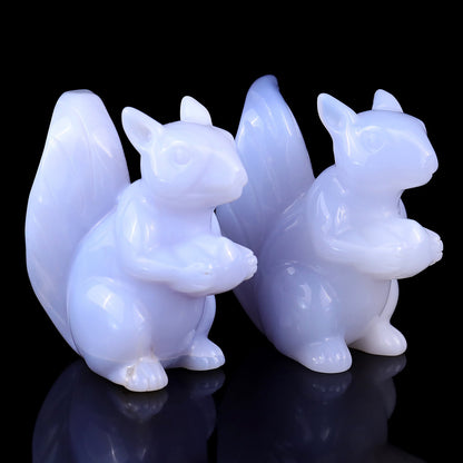 Nicedony 2.9" Blue Chalcedony Hand Carved Crystal Squirrel Sculpture - View 3