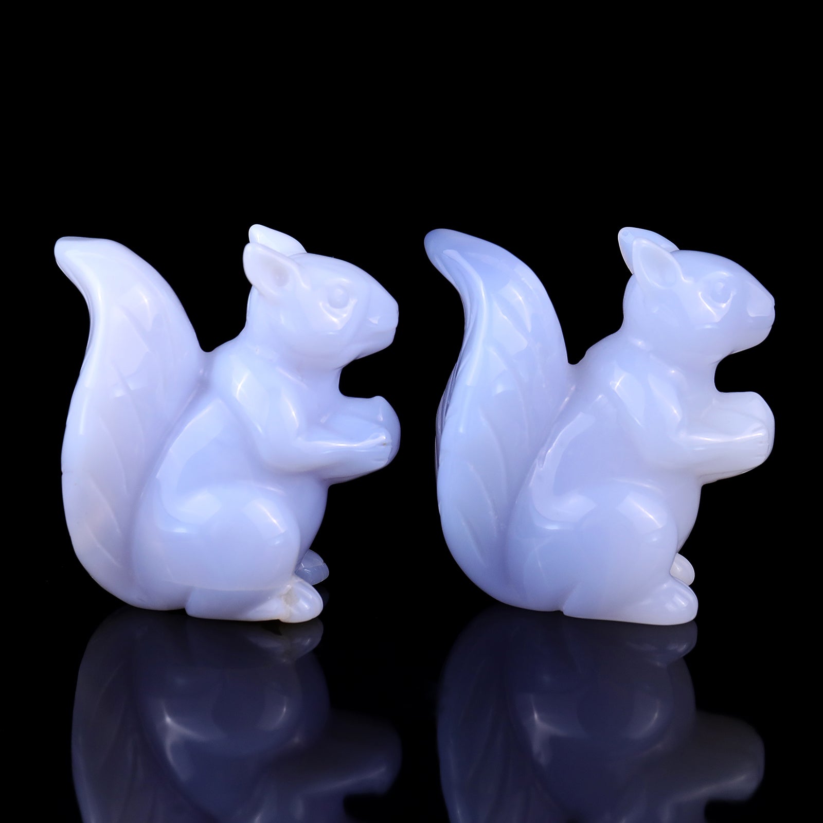 Nicedony 2.9" Blue Chalcedony Hand Carved Crystal Squirrel Sculpture - View 5