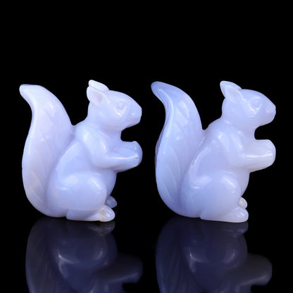 Nicedony 2.9" Blue Chalcedony Hand Carved Crystal Squirrel Sculpture - View 5