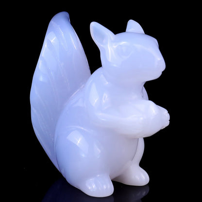 Nicedony 2.9" Blue Chalcedony Hand Carved Crystal Squirrel Sculpture - 1