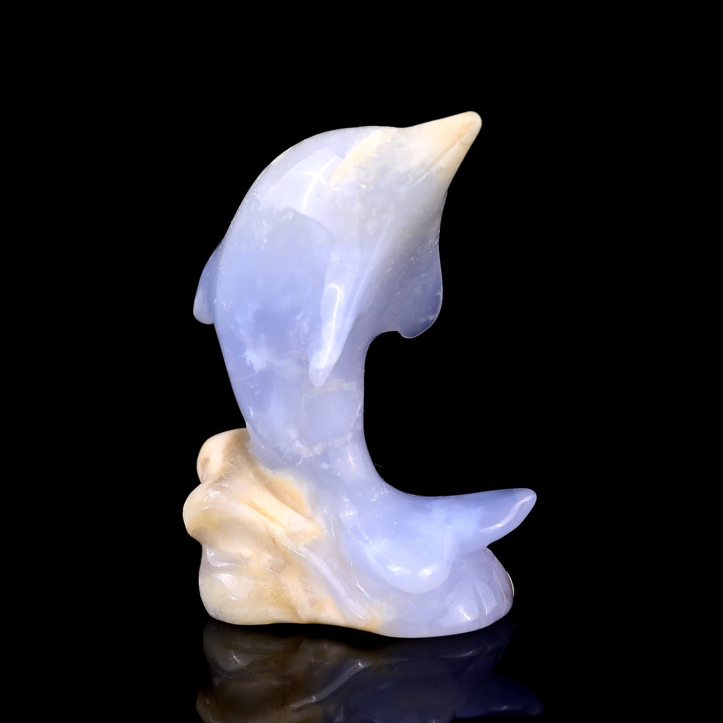 Nicedony 2.9" Blue Chalcedony Hand Carved Crystal Unicorn Sculpture