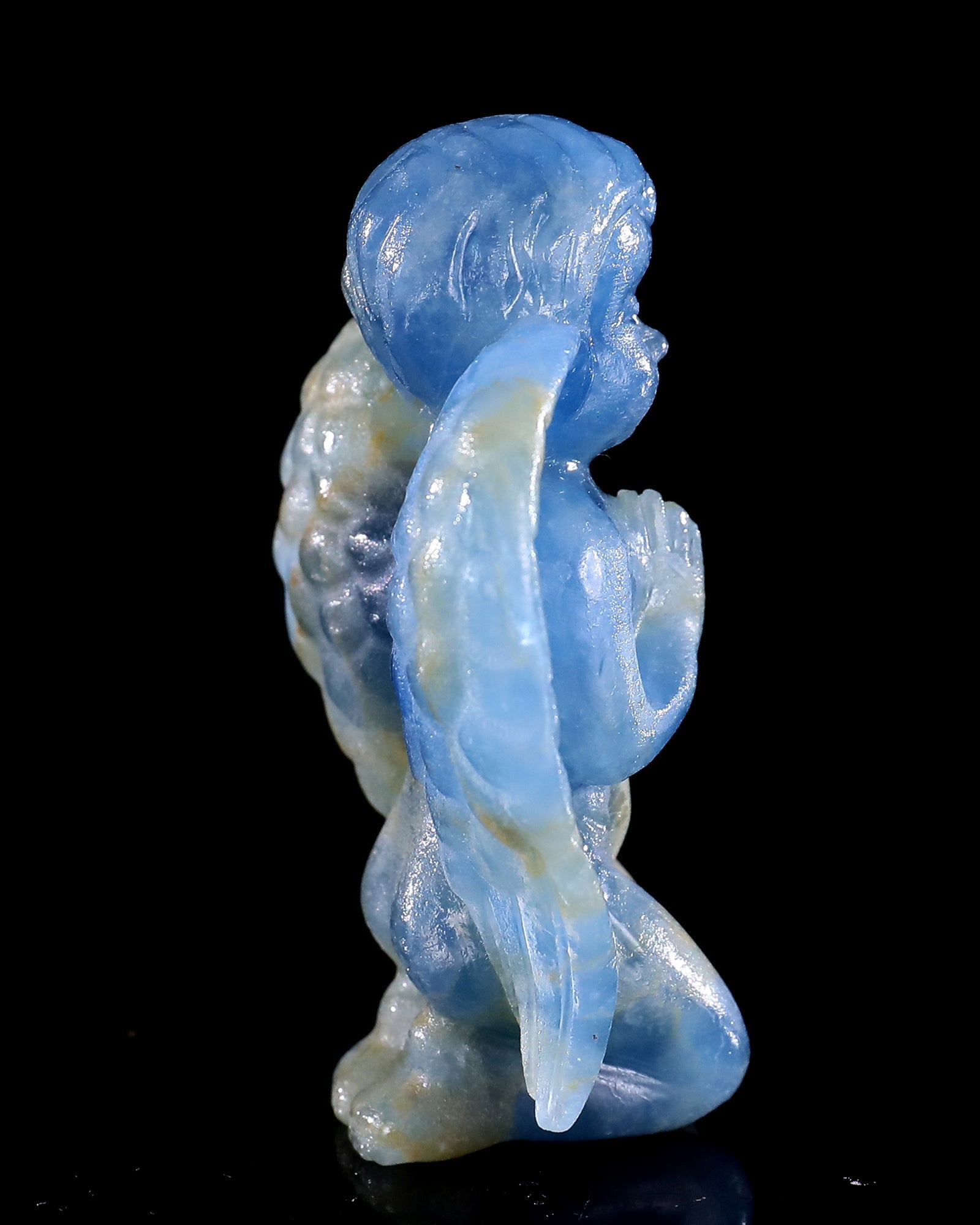 Nicedony 2.9" Blue Onyx Hand Carved Crystal Angel Sculpture - View 4
