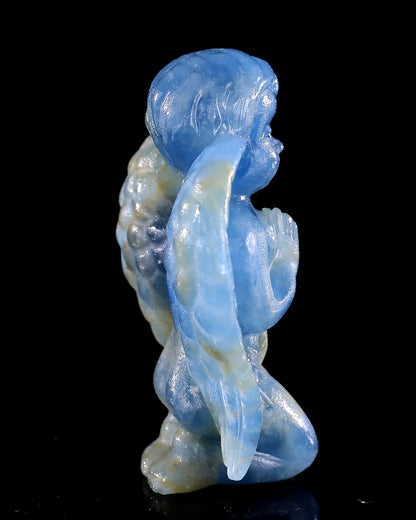 Nicedony 2.9" Blue Onyx Hand Carved Crystal Angel Sculpture - View 4