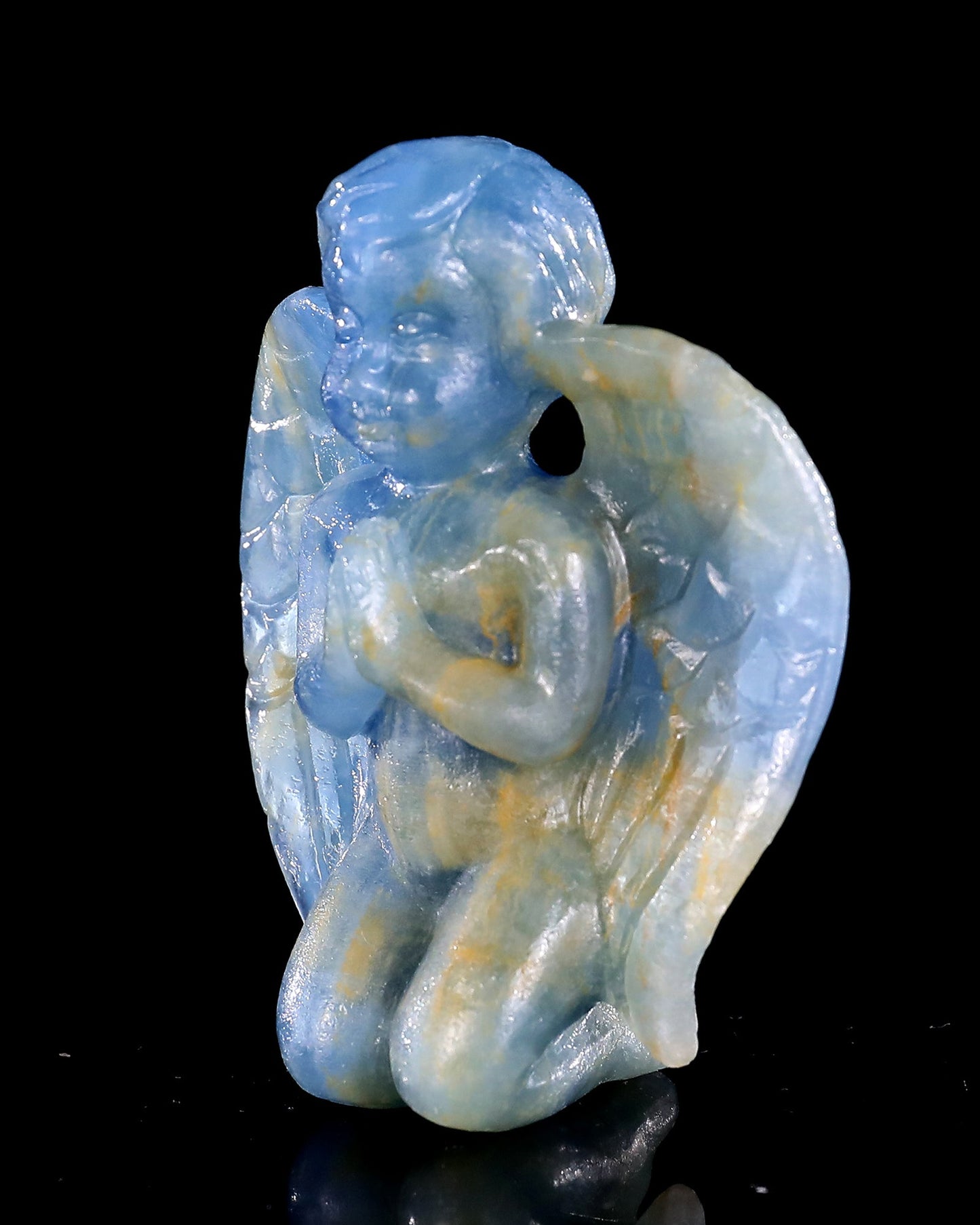 Nicedony 2.9" Blue Onyx Hand Carved Crystal Angel Sculpture - View 6