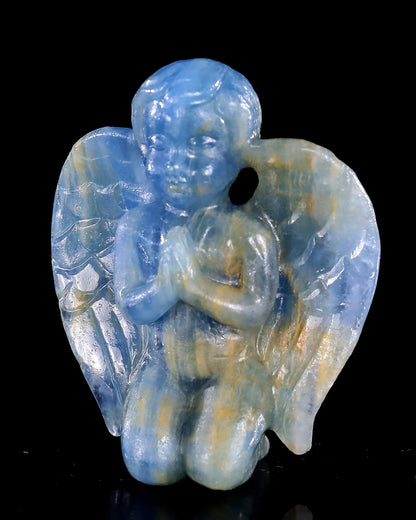 Nicedony 2.9" Blue Onyx Hand Carved Crystal Angel Sculpture - View 7