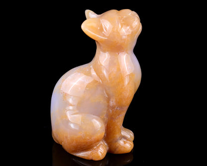 Nicedony 2.9" Chalcedony Hand Carved Crystal Cat Sculpture - View 3