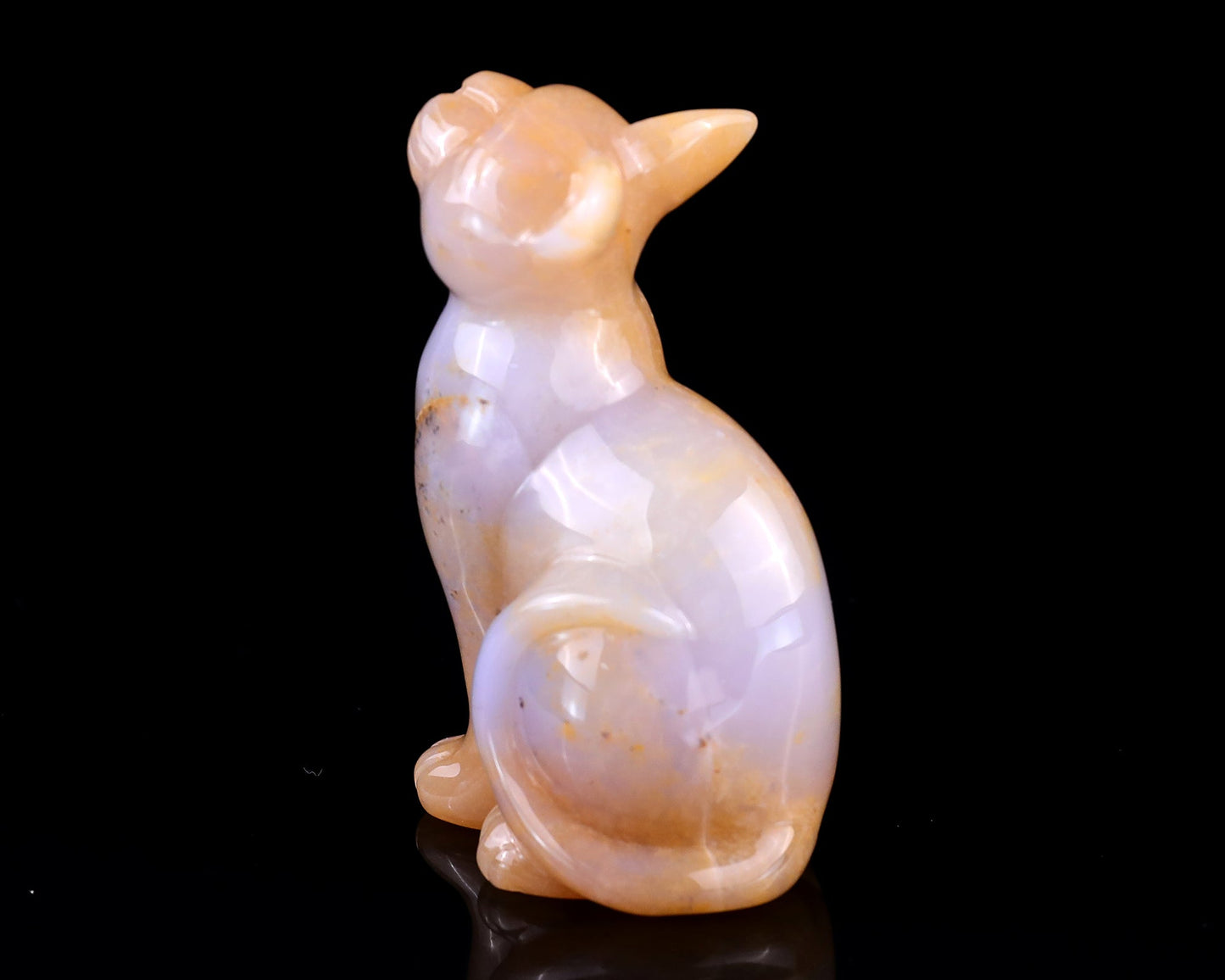 Nicedony 2.9" Chalcedony Hand Carved Crystal Cat Sculpture - View 6