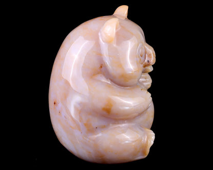 Nicedony 2.9" Chalcedony Hand Carved Crystal Panda Sculpture - View 4