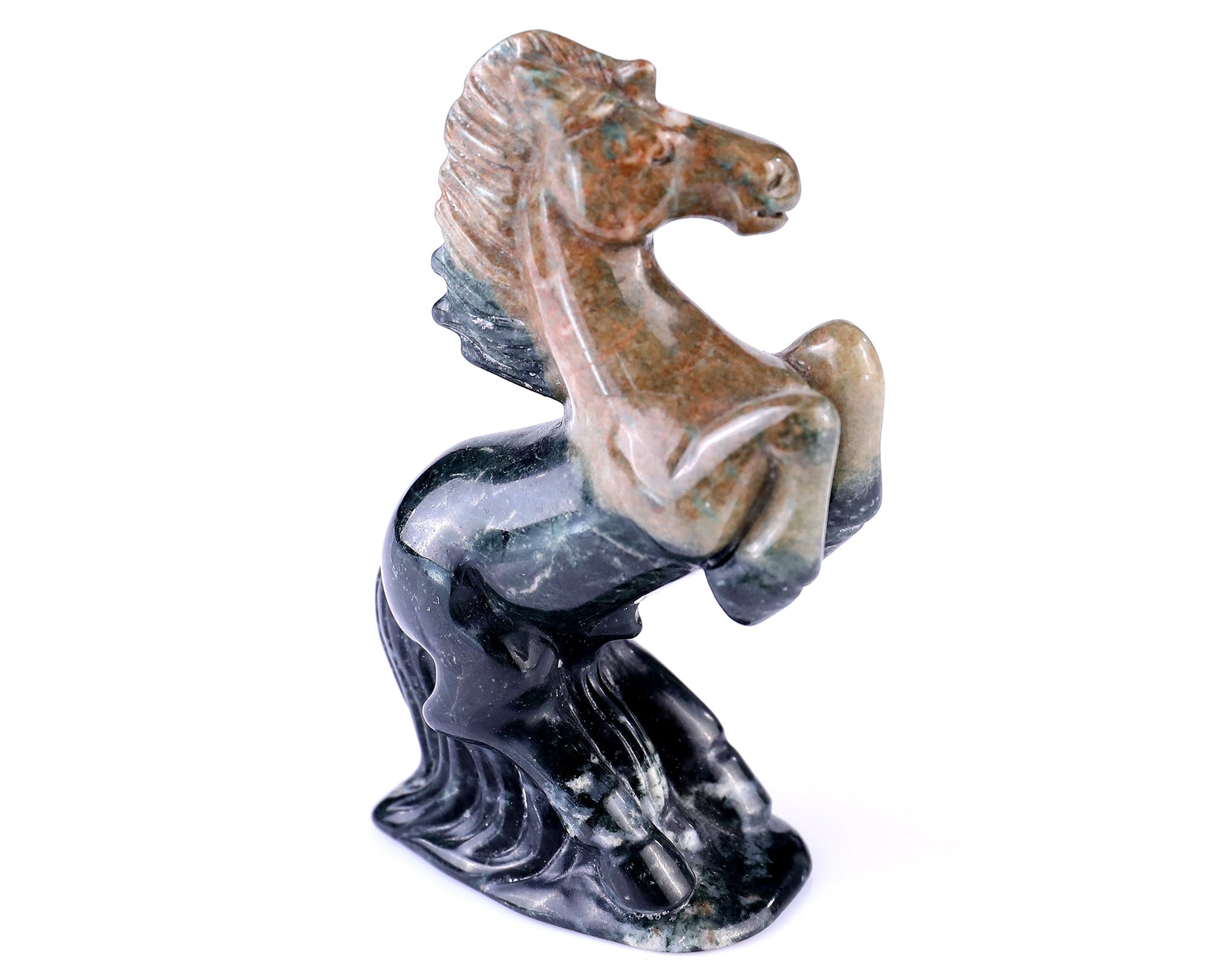 Nicedony 2.9" Jiulong Jade Hand Carved Crystal Horse Sculpture - #4100167