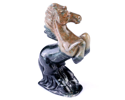 Nicedony 2.9" Jiulong Jade Hand Carved Crystal Horse Sculpture - #4100167