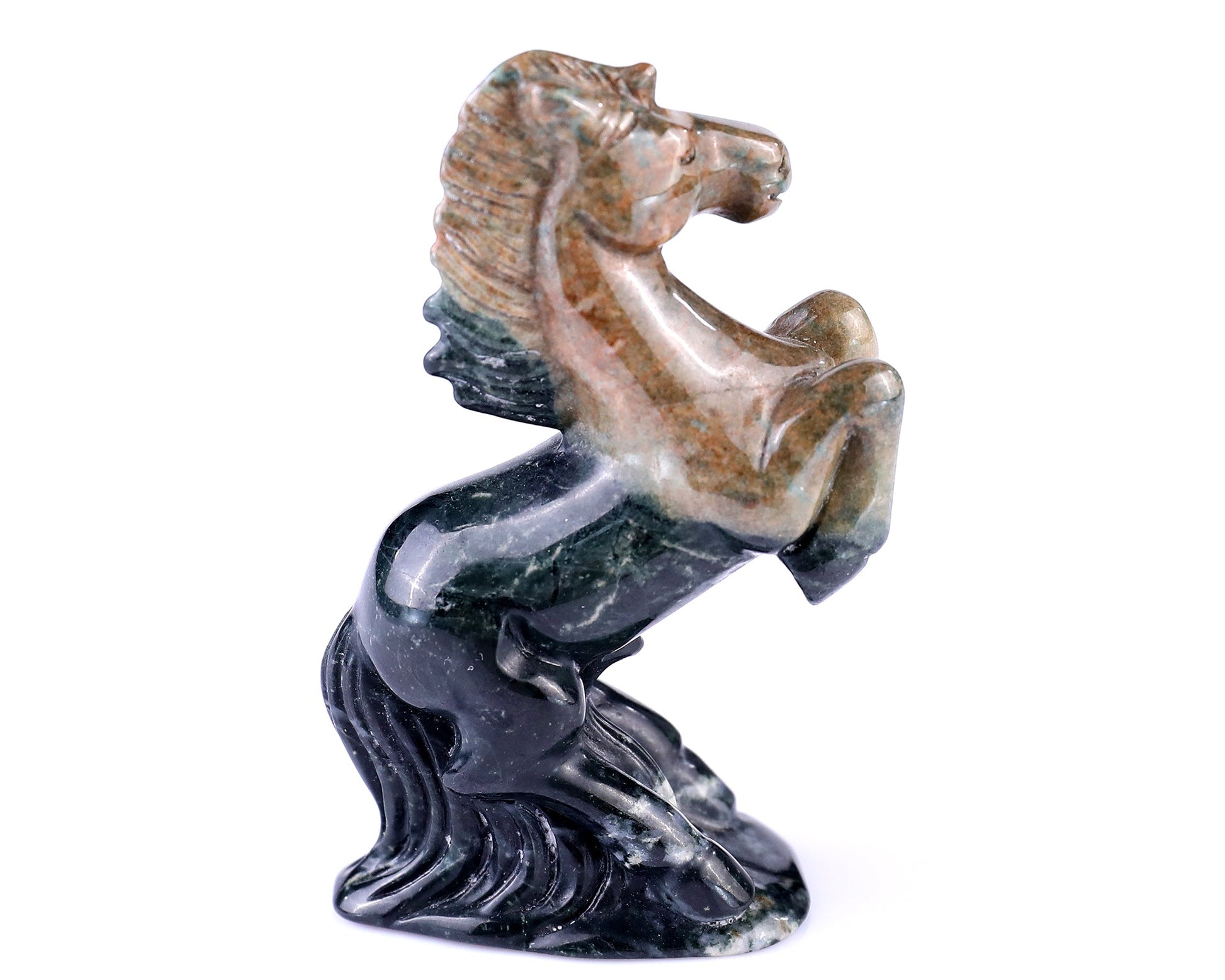 Nicedony 2.9" Jiulong Jade Hand Carved Crystal Horse Sculpture - #4100163