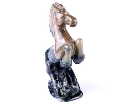 Nicedony 2.9" Jiulong Jade Hand Carved Crystal Horse Sculpture - #4100165