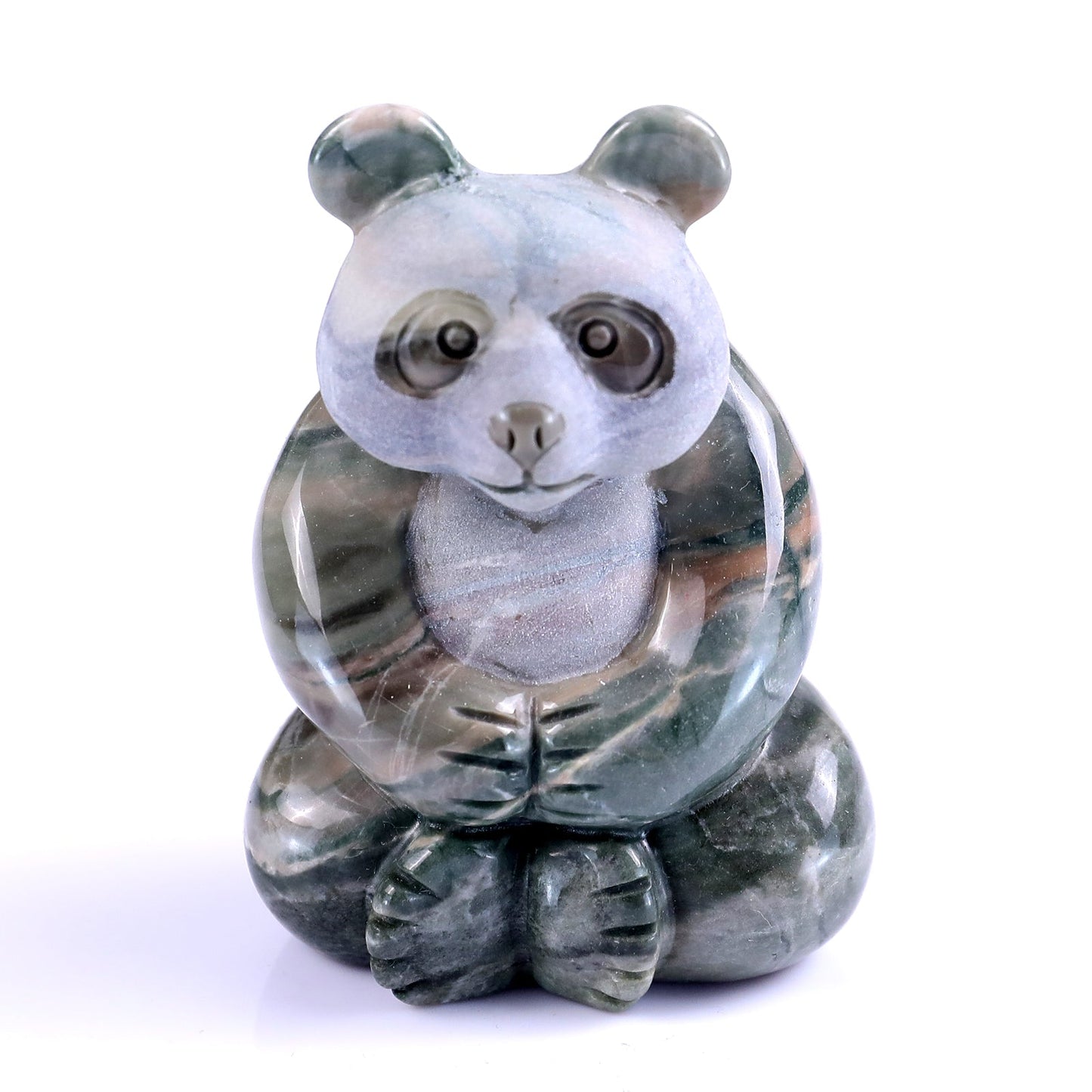 Nicedony 2.9" Jiulong Jade Hand Carved Crystal Panda Sculpture - #S100077