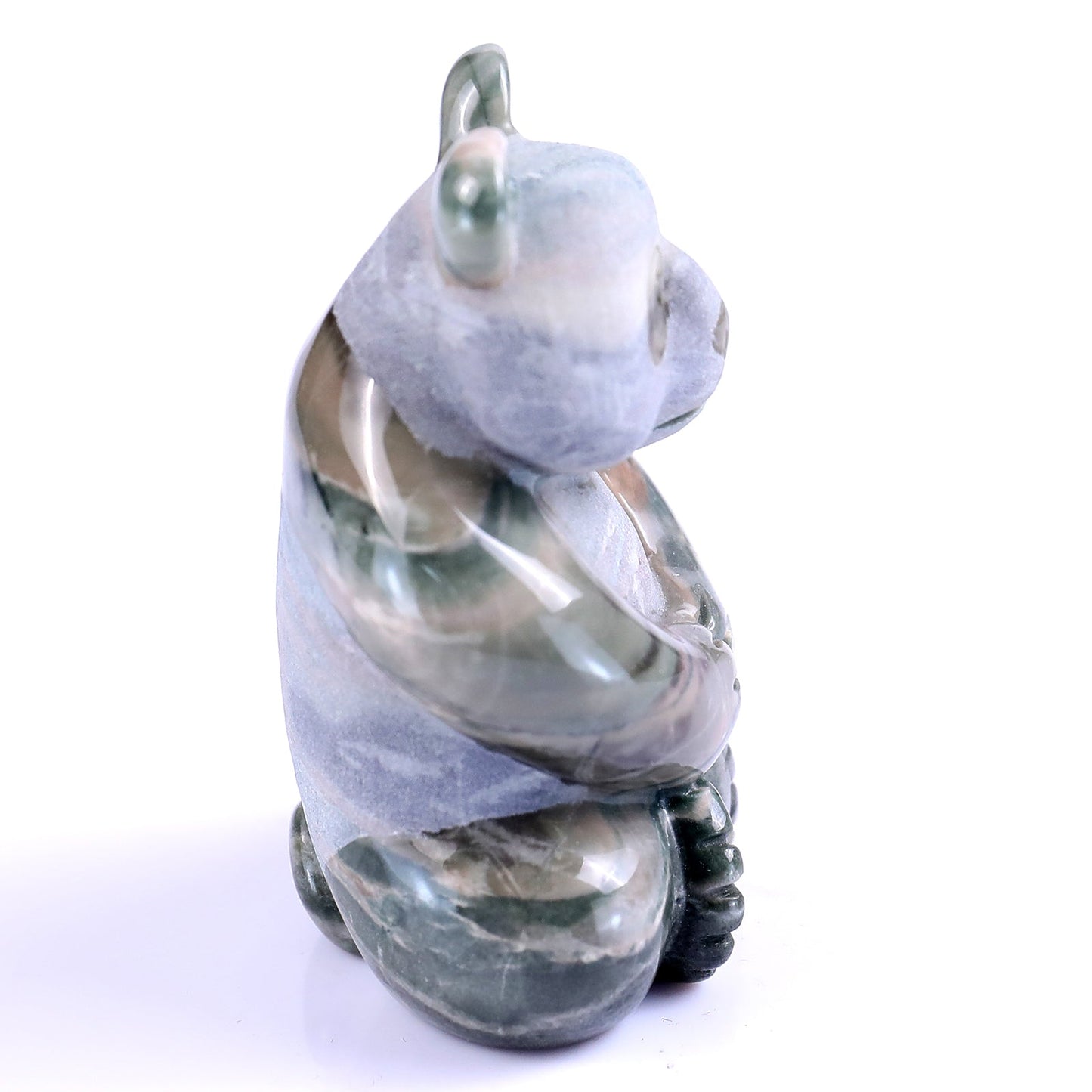 Nicedony 2.9" Jiulong Jade Hand Carved Crystal Panda Sculpture - #4100221