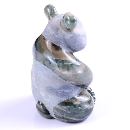 Nicedony 2.9" Jiulong Jade Hand Carved Crystal Panda Sculpture - #4100222