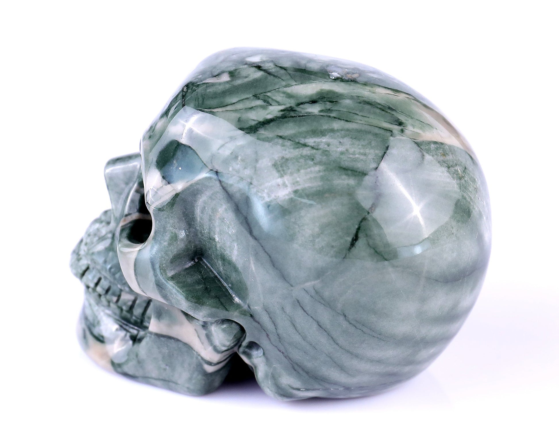 Nicedony 2.9" Jiulong Jade Hand Carved Realistic Skull Sculpture - View 6