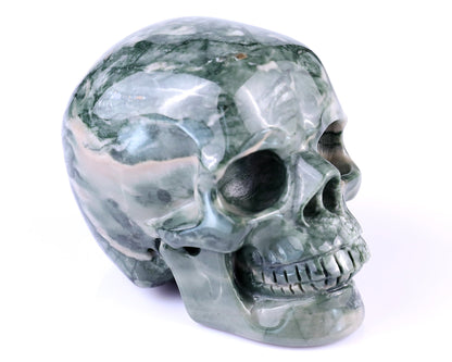Nicedony 2.9" Jiulong Jade Hand Carved Realistic Skull Sculpture