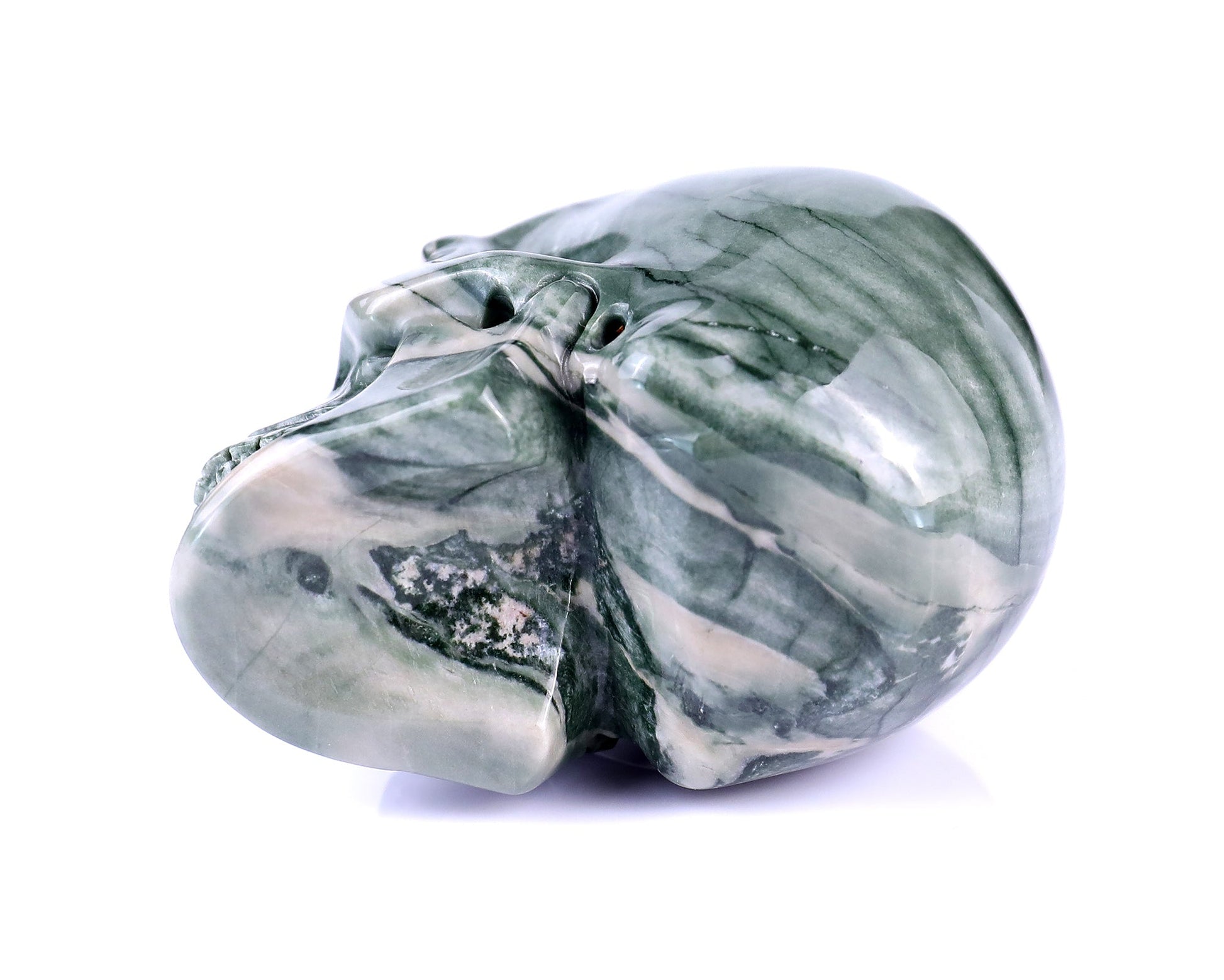 Nicedony 2.9" Jiulong Jade Hand Carved Realistic Skull Sculpture - View 8