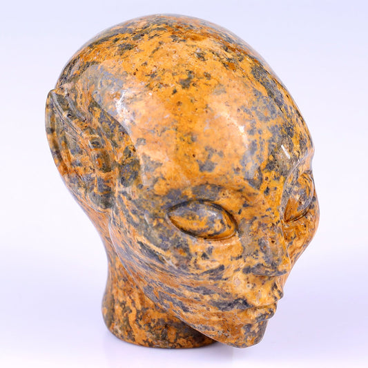 Nicedony 2.9" Leopard Skin Jasper Hand Carved Elf Alien Sculpture