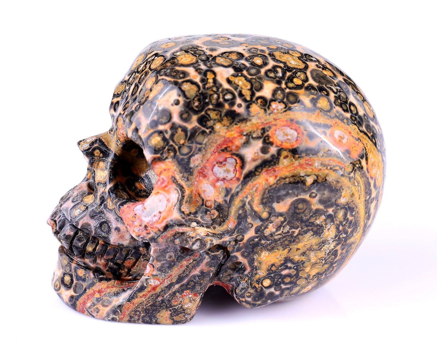 Nicedony 2.9" Leopard Skin Jasper Hand Carved Realistic Skull - View 7