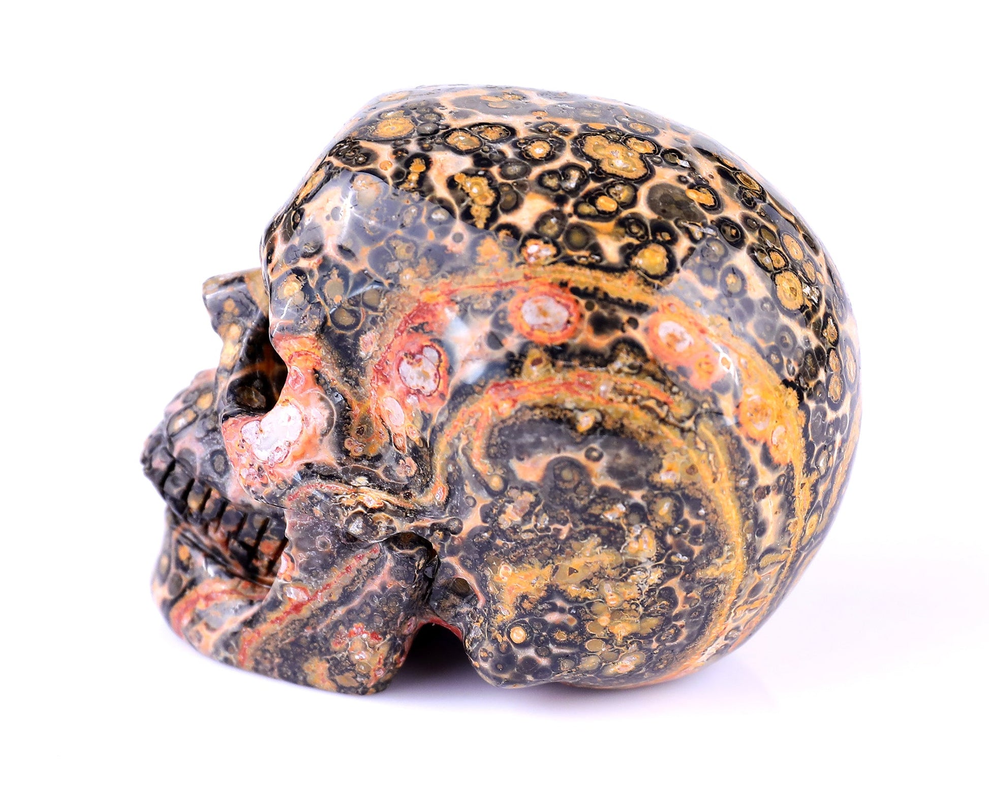 Nicedony 2.9" Leopard Skin Jasper Hand Carved Realistic Skull - View 6